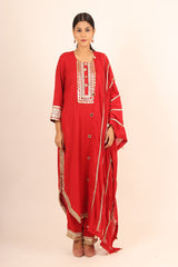 Crimson Hibiscus Kurta