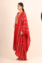 Crimson Hibiscus Kurta