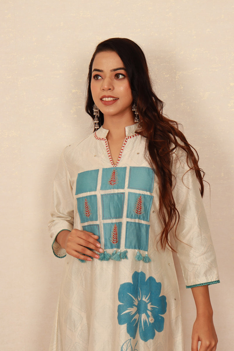 Azure Iris Chanderi Set