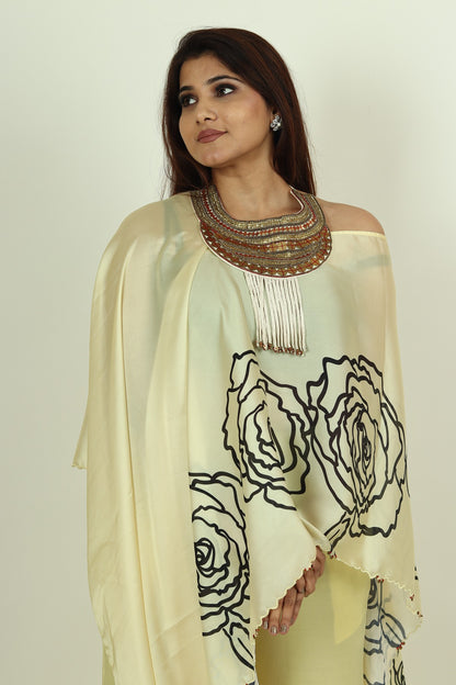 Satin digital print kaftan